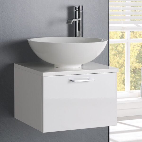 Eastbrook Sorrento 1 Drawer Wall Hung Unit with Basin 450mm Wide White