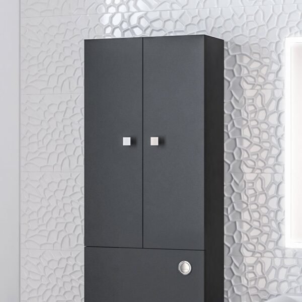 Eastbrook Oslo 2 Door Wall Hung Tall Storage Unit 500mm Wide Matt Anthracite - Image 2