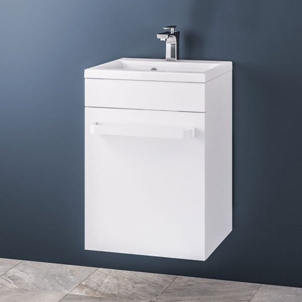 Eastbrook Oslo/Status 1 Drawer Wall Hung Vanity Unit with Basin And Internal Drawer 440mm Wide 1 Tap Hole White