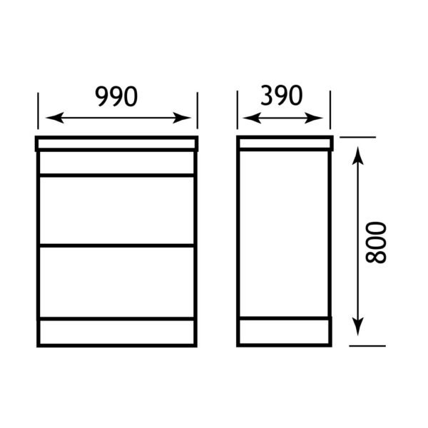 Eastbrook Oslo 2 Push Drawer Floor Standing Vanity Unit with Basin 1 Tap Hole White - Image 5