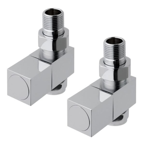 Eastbrook Square Head Straight Manual Radiator Valves Pair Chrome