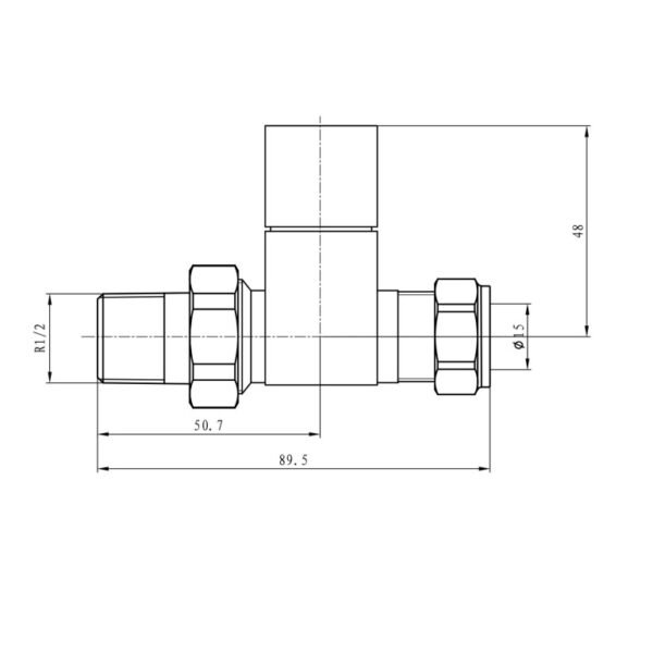 Eastbrook Square Head Straight Manual Radiator Valves Pair Chrome - Image 2
