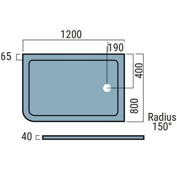 Eastbrook Volente Rectangular Shower Tray 1200mm x 800mm - Image 2