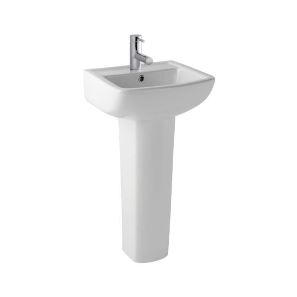 Eastbrook Andelle Cloakroom Basin With Full Pedestal 430mm Wide 1 TH White