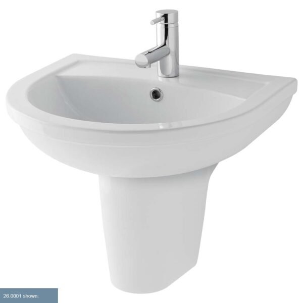 Eastbrook Dura Basin With Semi Pedestal 550mm Wide 1 TH White