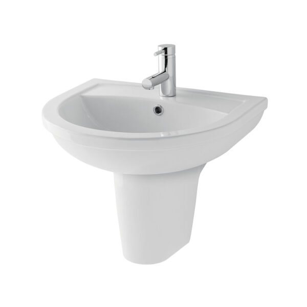 Eastbrook Dura Basin With Semi Pedestal 450mm Wide 1 TH White