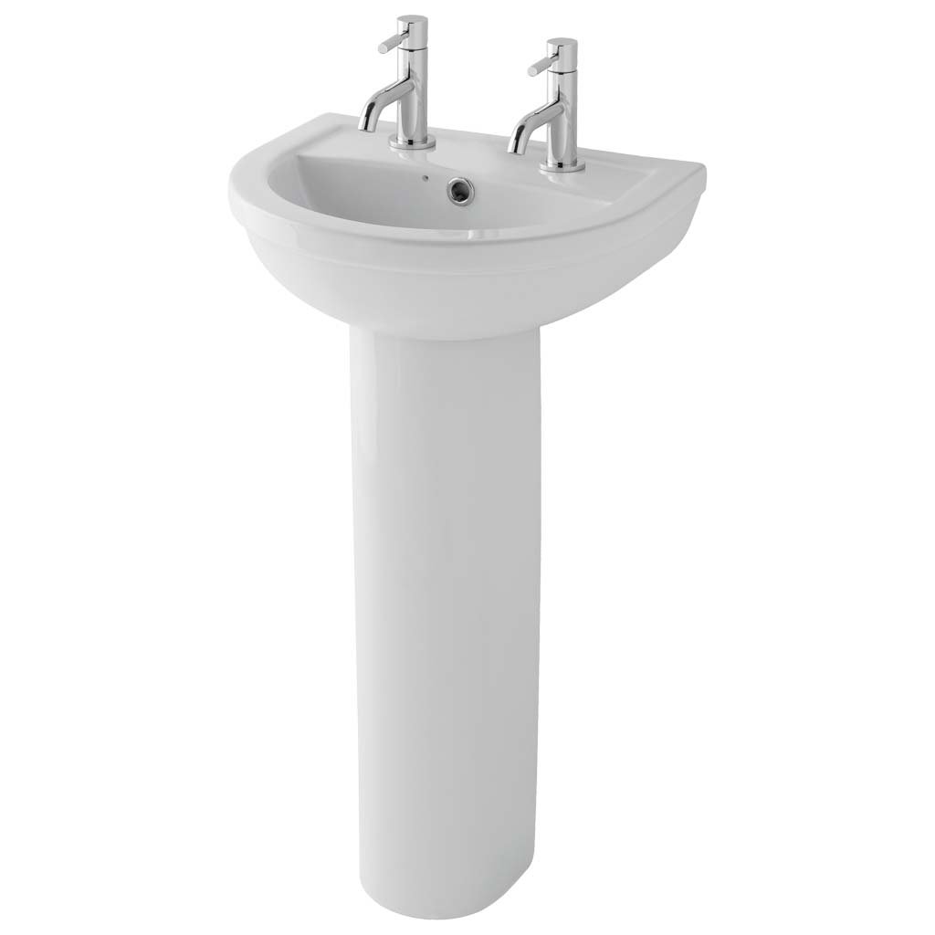 Eastbrook Dura Basin With Full Pedestal 500mm Wide 2 TH White