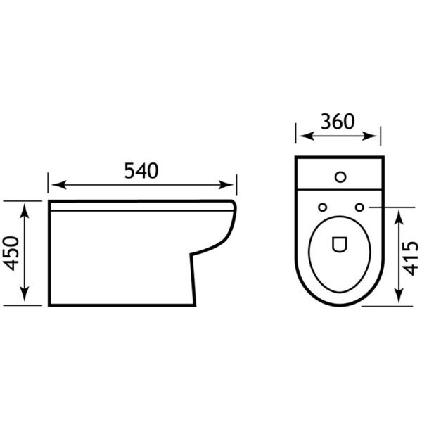 Eastbrook Dura High Level Back To Wall Toilet With Soft Close Seat White - Image 2