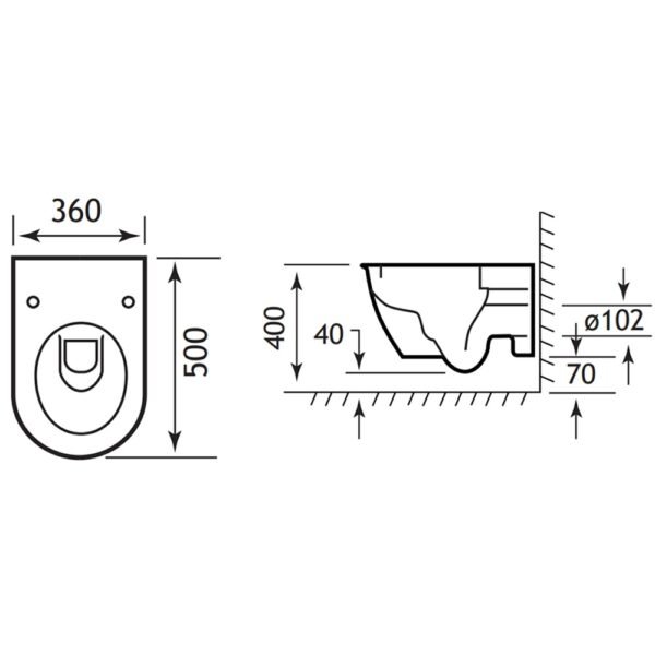 Eastbrook Dura Wall Hung Toilet With Soft Close Seat White - Image 2