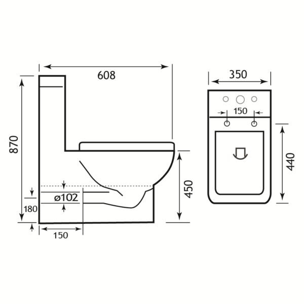 Eastbrook Collindale Rimless Comfort Height BTW Close Coupled Toilet With Cistern And Soft Close Seat White - Image 2