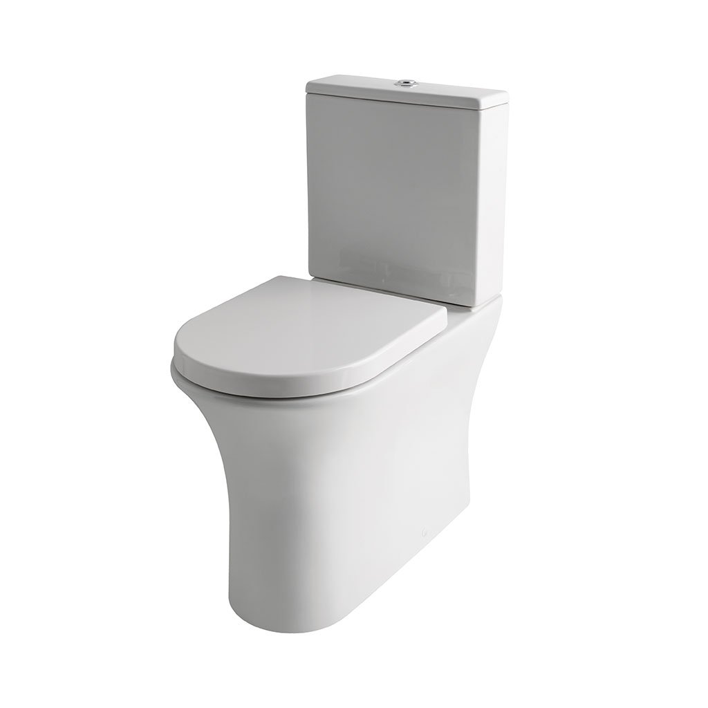 Eastbrook Farringdon Rimless Back To Wall Close Coupled Toilet With Cistern And Soft Close Seat White