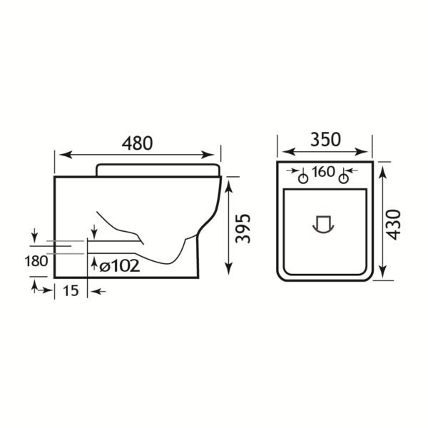 Eastbrook Bijou Rimless Back To Wall Toilet With Soft Close Seat White - Image 2