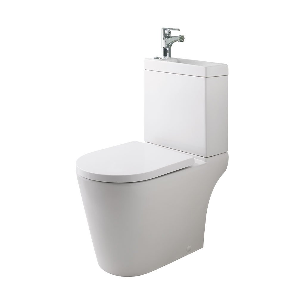 Eastbrook Metro Close Coupled Toilet With Cistern, Basin, Tap And Soft Close Seat White