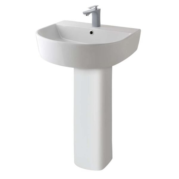 Eastbrook Metro Slim Basin With Full Pedestal 555mm Wide 1 TH White