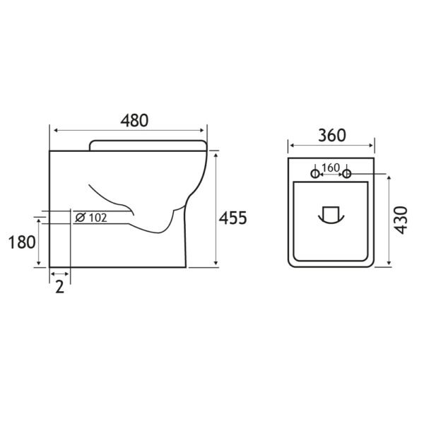 Eastbrook Bijou Rimless Comfort Height Back To Wall Toilet With Soft Close Seat White - Image 2