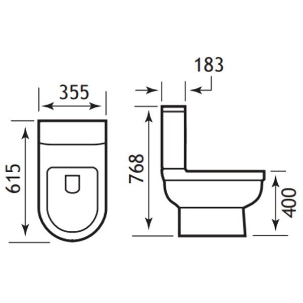 Eastbrook Dura Rimless Close Coupled Toilet With Cistern And Soft Close Seat White - Image 2