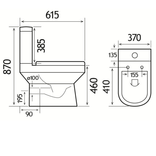 Eastbrook Kenley Comfort Height Close Coupled Toilet With Cistern And Soft Close Seat White - Image 2