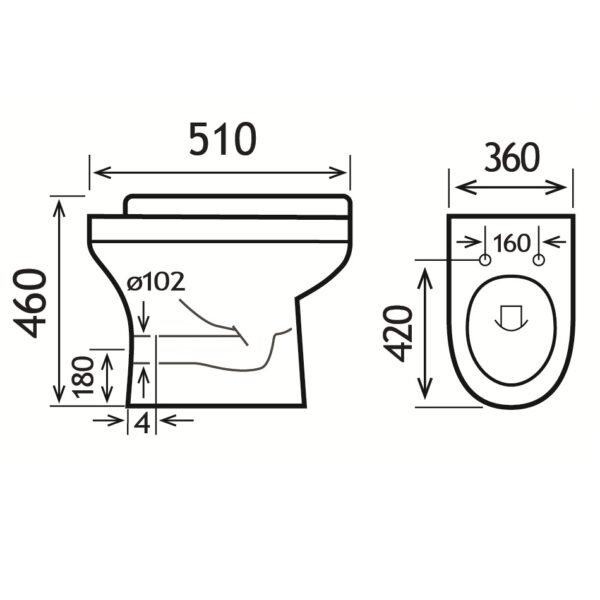 Eastbrook Kenley Comfort Height Back To Wall Toilet With Soft Close Seat White - Image 2