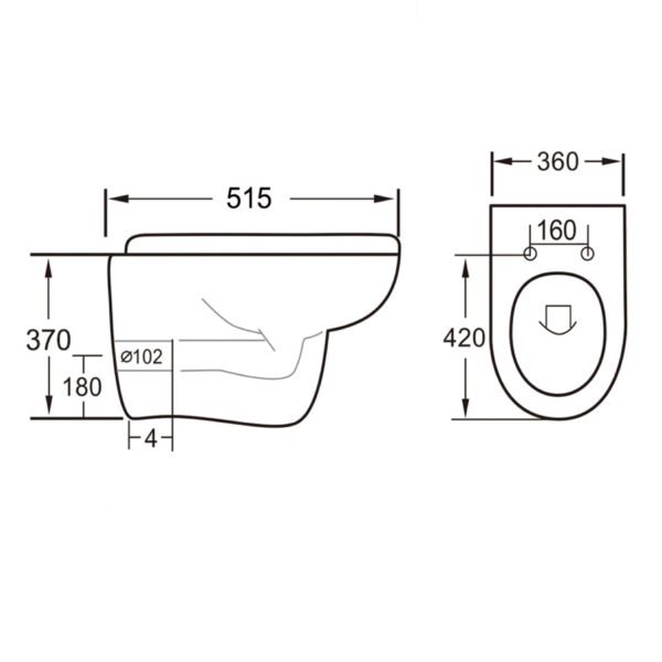 Eastbrook Dura Eco Vortex Wall Hung Toilet With Standard Seat White - Image 2