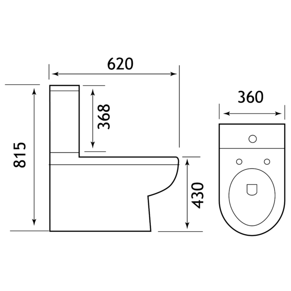 Eastbrook Dura Eco Vortex Comfort Height Back To Wall Close Coupled Toilet With Cistern And Seat White - Image 2