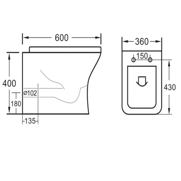 Eastbrook Beddington Eco Vortex Back To Wall Toilet With Soft Close Seat White - Image 2