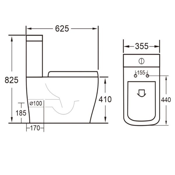 Eastbrook Sudbury Back To Wall Eco Vortex Close Coupled Toilet With Cistern And Soft Close Seat White - Image 2