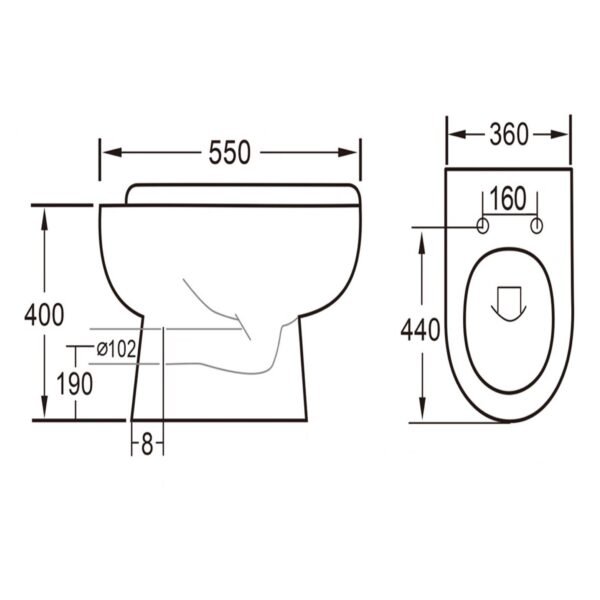 Eastbrook Osterley Eco Vortex Back To Wall Toilet With Soft Close Seat White - Image 2