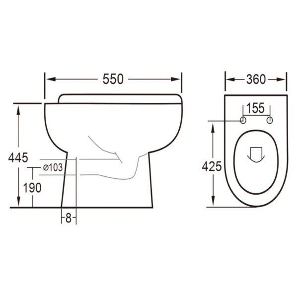 Eastbrook Osterley Eco Vortex Comfort Height Back To Wall Toilet With Soft Close Seat White - Image 2