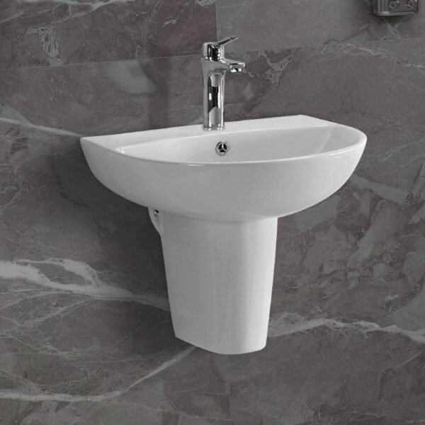 Eastbrook Osterley Basin With Semi Pedestal 500mm Wide 1 TH White - Image 4