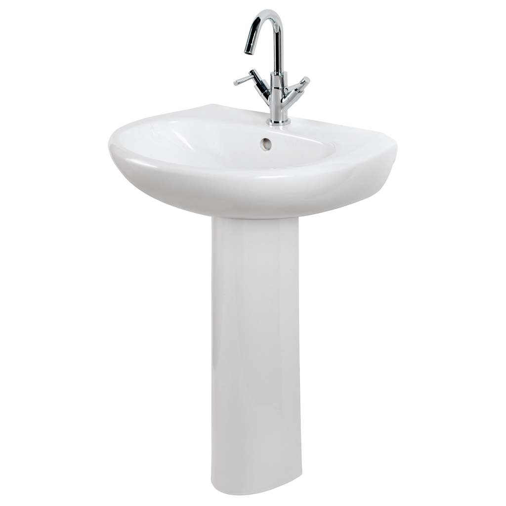 Eastbrook Kompact Basin With Full Pedestal 560mm Wide 1 TH White