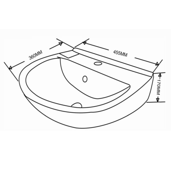 Eastbrook Kompact Cloakroom Wall Hung Basin 455mm Wide 1 TH White - Image 2
