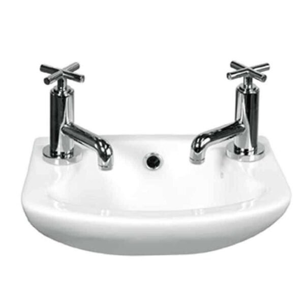 Eastbrook Type 55 Wall Hung Cloakroom Basin With Overflow 460mm Wide 2 TH White