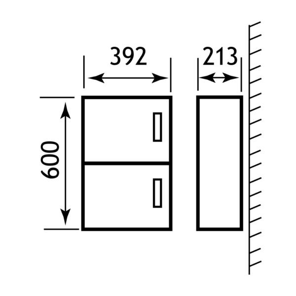 Eastbrook Oslo 2 Door Wall Hung Vanity Unit with Basin 390mm Wide White - Image 2