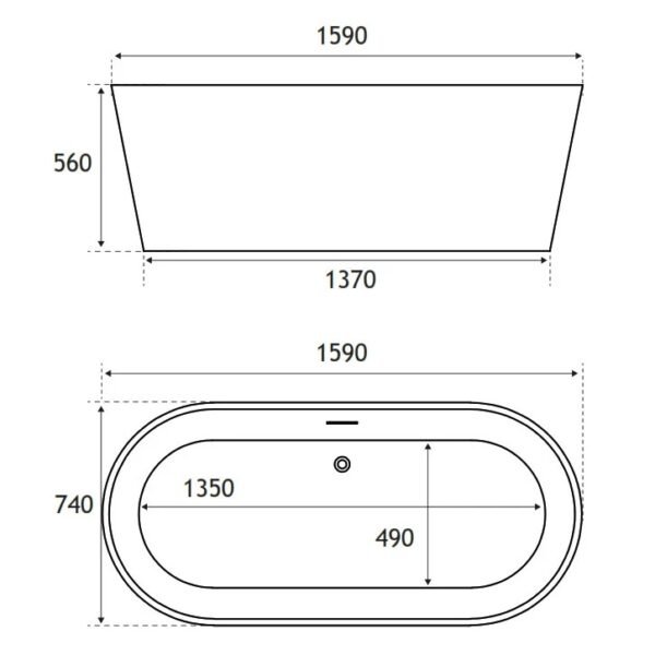 Eastbrook Lambeth Freestanding Double Ended Bath With Waste 1590mm x 740mm - Image 3