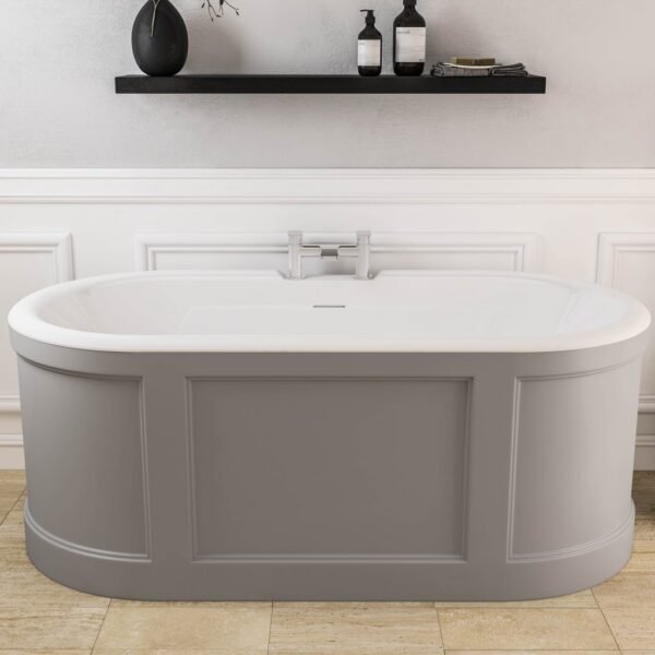 Eastbrook Hampton Freestanding Bath 1510mm x 735mm No TH Matt Grey/White - Image 3