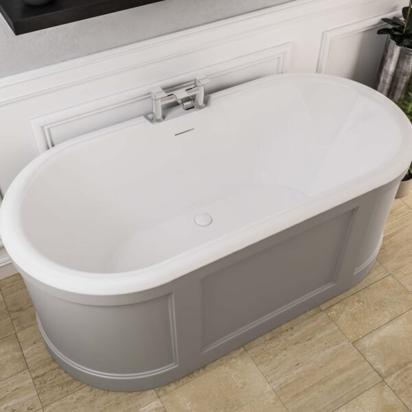 Eastbrook Hampton Freestanding Bath 1510mm x 735mm No TH Matt Grey/White - Image 4