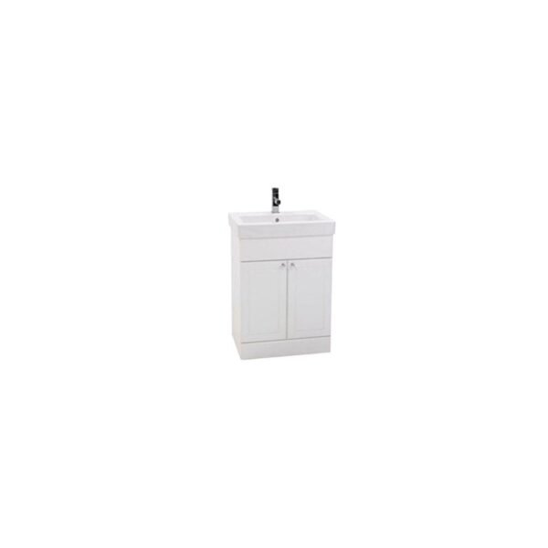 Eastbrook Classic/Pat 2 Door Floor Standing Vanity Unit with Inset Basin 600mm Wide White Ash