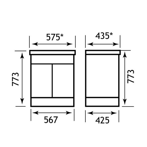 Eastbrook Classic/Pat 2 Door Floor Standing Vanity Unit with Inset Basin 600mm Wide White Ash - Image 2