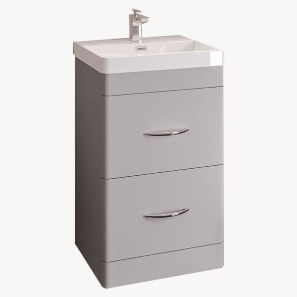 Eastbrook Cavone 2 Drawer Floor Standing Vanity Unit With Basin 600mm Wide 1 Tap Hole Matt Grey