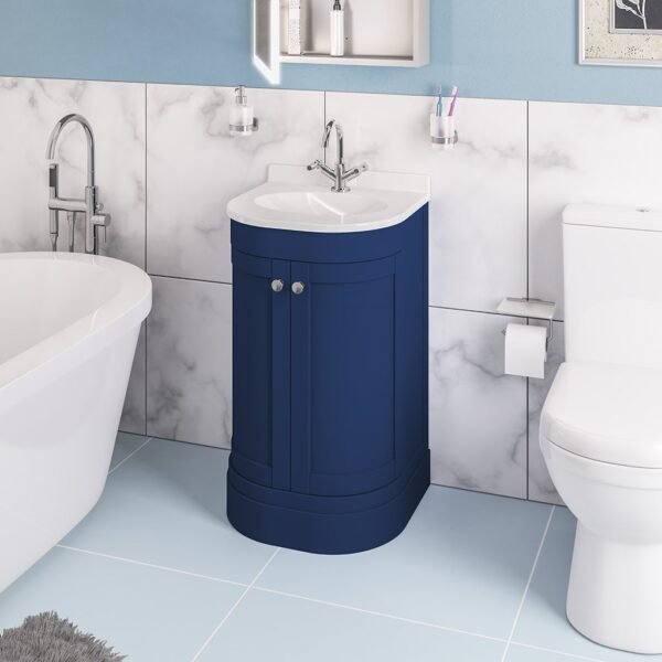Eastbrook Hardwick 2 Door Floor Standing Vanity Unit With Basin 1 Tap Hole Colbalt Blue