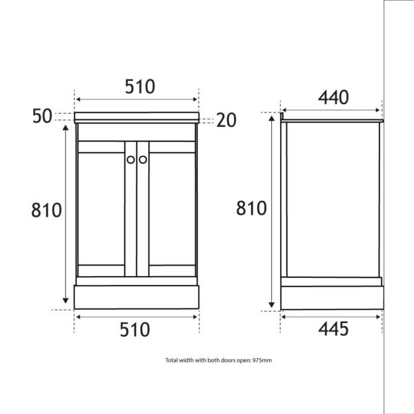 Eastbrook Hardwick 2 Door Floor Standing Vanity Unit With Basin 1 Tap Hole Colbalt Blue - Image 2