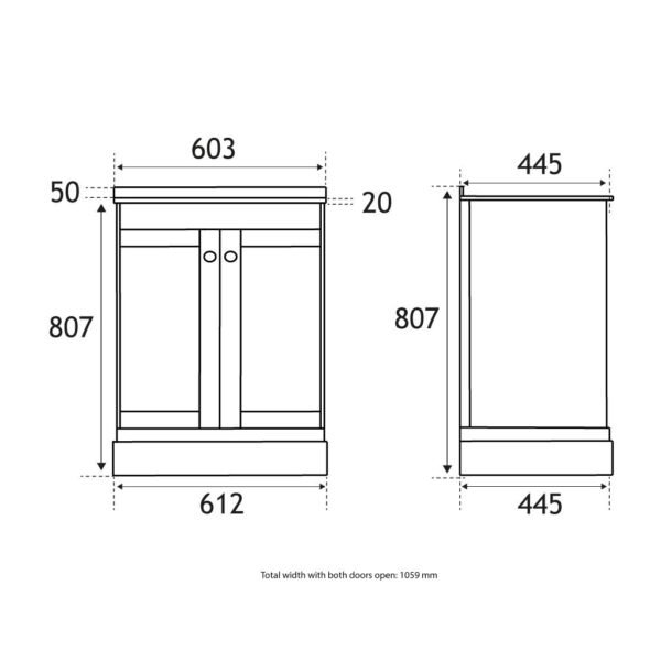 Eastbrook Hardwick 2 Door Floor Standing Vanity Unit With Basin 1 Tap Hole Colbalt Blue - Image 3