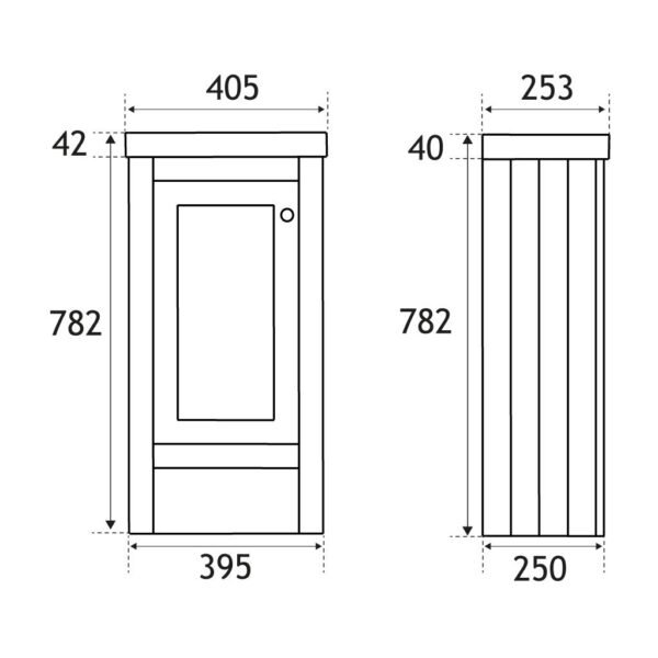 Eastbrook Hardwick 1 Door Floor Standing Vanity Unit With Basin 390mm Wide 1 Tap Hole Colbalt Blue - Image 2