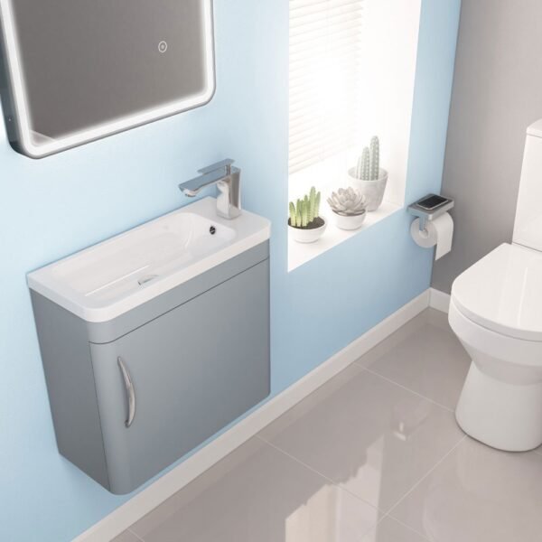 Eastbrook Cavone 1 Door Cloakroom Wall Hung Vanity Unit With Basin 400mm Wide 1 RH TH - Image 3
