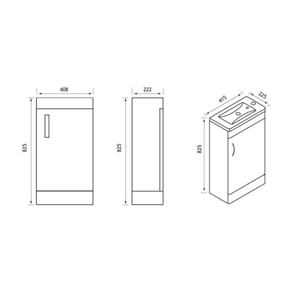 Eastbrook Cavone 1 Door Cloakroom Floorstanding Vanity Unit With Basin 1 RH TH - Image 5