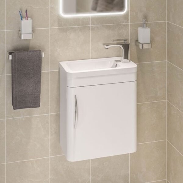 Eastbrook Cavone 1 Door Cloakroom Wall Hung Vanity Unit With Basin 400mm Wide 1 RH TH - Image 2