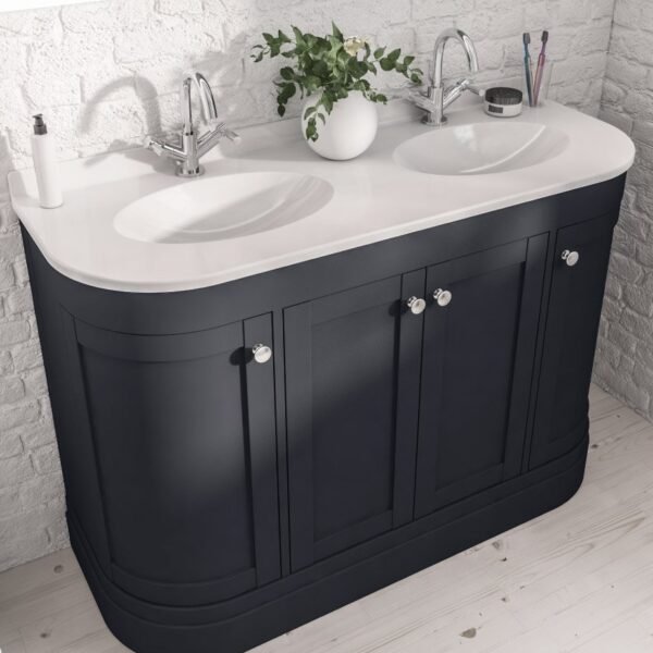 Eastbrook Hardwick 4 Door Wall Hung Vanity Unit With Polymarble Double Basin 1200mm Wide 2 TH - Image 2