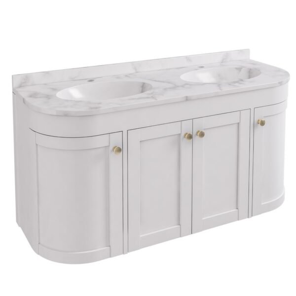 Eastbrook Hardwick 4 Door Wall Hung Vanity Unit With Quartz Double Basin 1200mm Wide 2 TH
