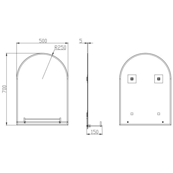 Eastbrook Brunswick Non Illuminated Mirror With Shelf 700mm x 500mm - Image 2