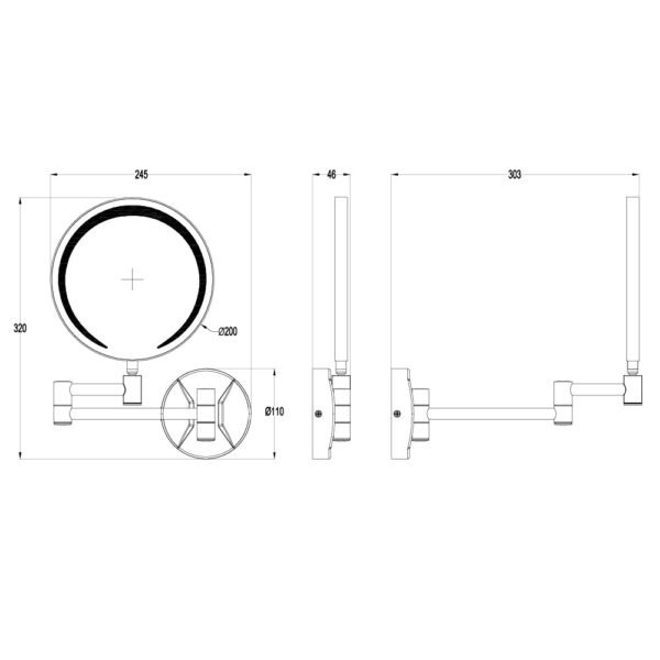 Eastbrook Round LED Magnifying Mirror 320mm x 245mm - Image 2